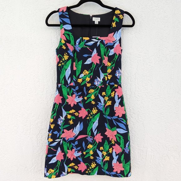 J. Crew Dresses & Skirts - J. Crew Navy Floral Print Square Neck Sheath Dress